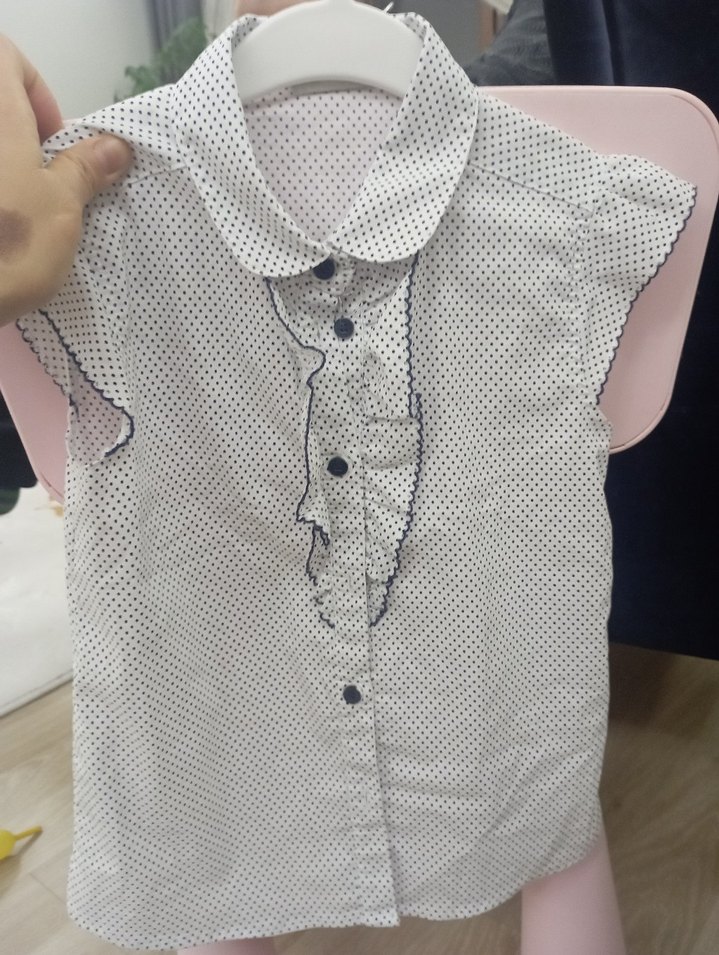 Kız Çocuk Puantiyeli Kısa Kollu Gömlek - Görsel 3