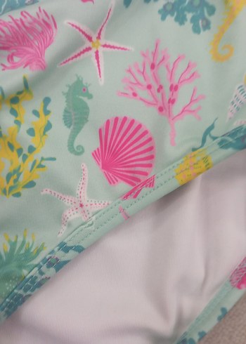 Kız Çocuk Pastel Deniz Desenli Mayo - Görsel 3