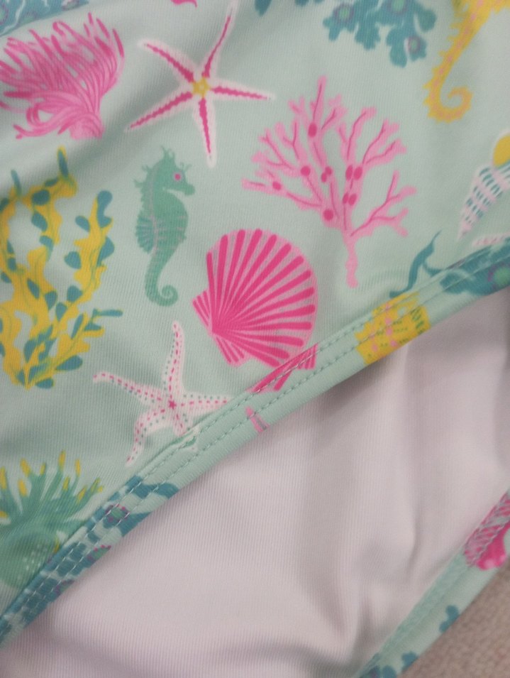 Kız Çocuk Pastel Deniz Desenli Mayo - Görsel 3