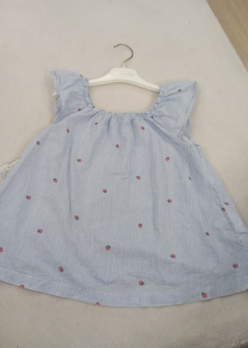 Kız Çocuk Mavi Nakışlı Düğmeli Bluz - Görsel 3