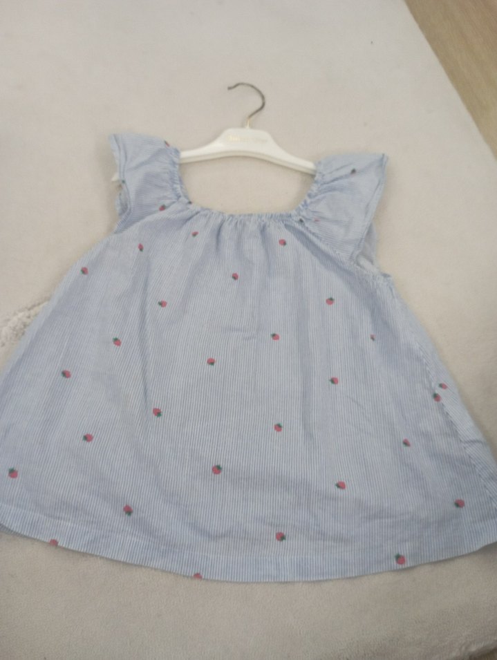 Kız Çocuk Mavi Nakışlı Düğmeli Bluz - Görsel 3