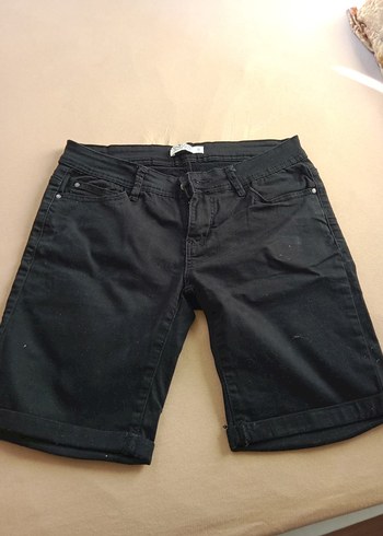 Siyah Denim Mini Bermuda Şort