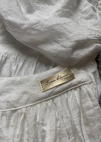 Beyaz Bambu Midi Bohem Elbise - Görsel 5