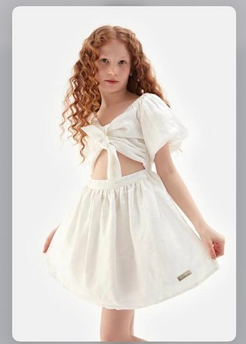 Beyaz Bambu Midi Bohem Elbise - Görsel 10