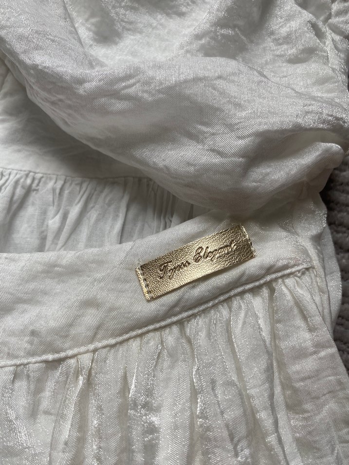 Beyaz Bambu Midi Bohem Elbise - Görsel 5