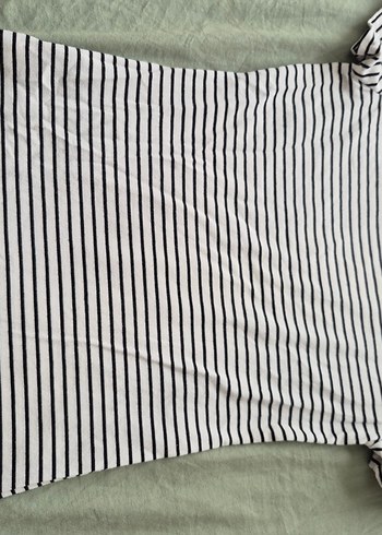 xs Beden beyaz Renk H&M Pamuklu Çizgili Kısa Kollu Tshirt