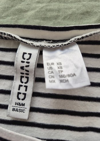 H&M H&M Pamuklu Çizgili Kısa Kollu Tshirt