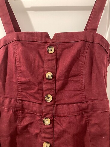 Trendyol & Milla Bordo gabardin düğme detaylı elbise