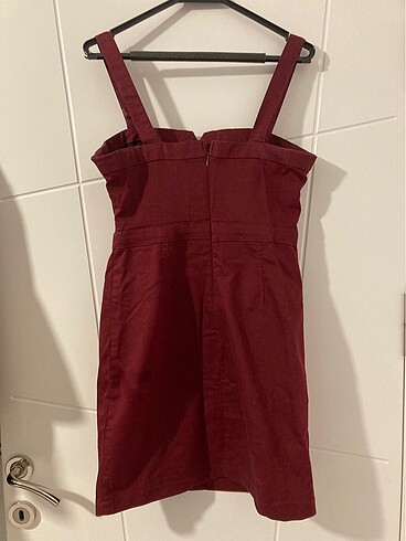 40 Beden Bordo gabardin düğme detaylı elbise