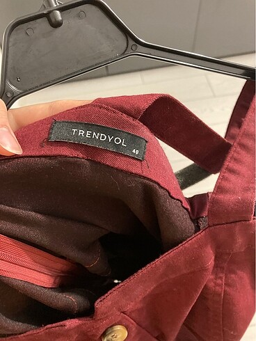 40 Beden bordo Renk Bordo gabardin düğme detaylı elbise