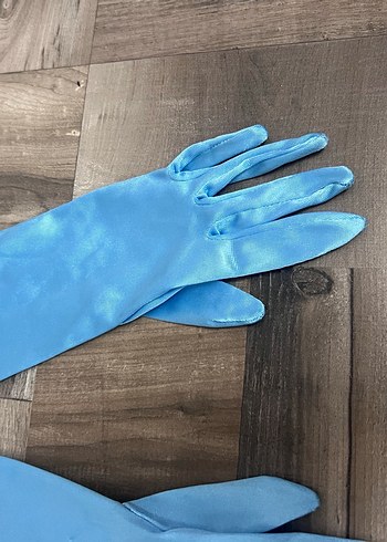 Diğer Pastel Mavi Saten Kadın Eldiven