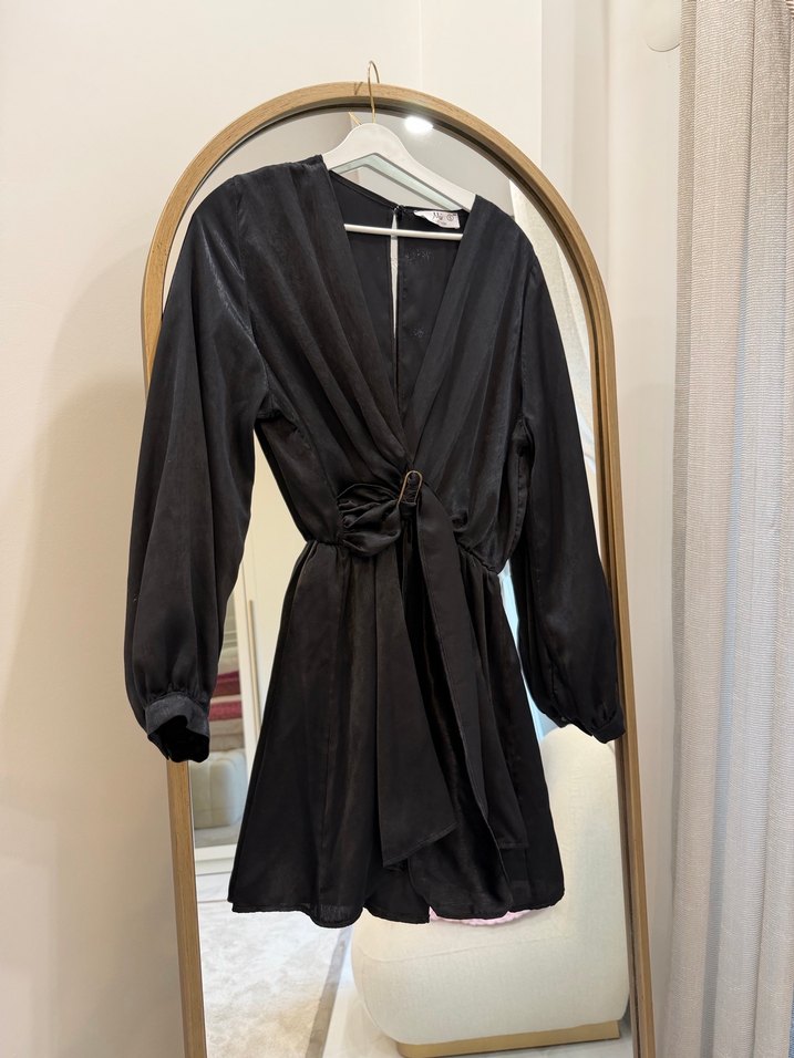 Siyah Mini Boy Salaş Kadın tulum - Görsel 2