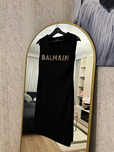 Balmain gold taşlı mini elbise