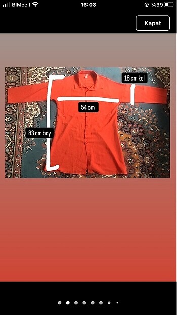 H&M Turuncu gömlek tunik 85 cm