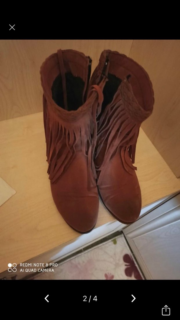 Bambi Püsküllü Kahverengi Süet Kadın Dolgu Topuk Bot - Görsel 2