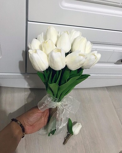 Tasarımcı Gelin buketi ıslak lale