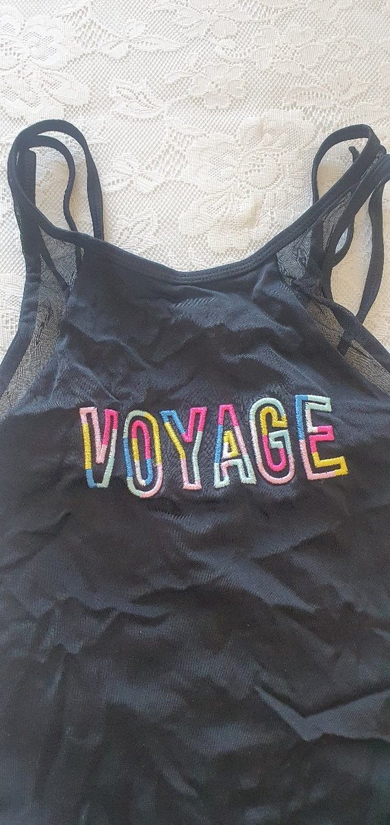 Siyah VOYAGE Baskılı Strappy Mayo - Görsel 2