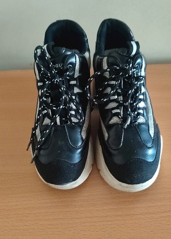 fashion Siyah Bağcıklı Stiletto Topuklu Spor Ayakkabı