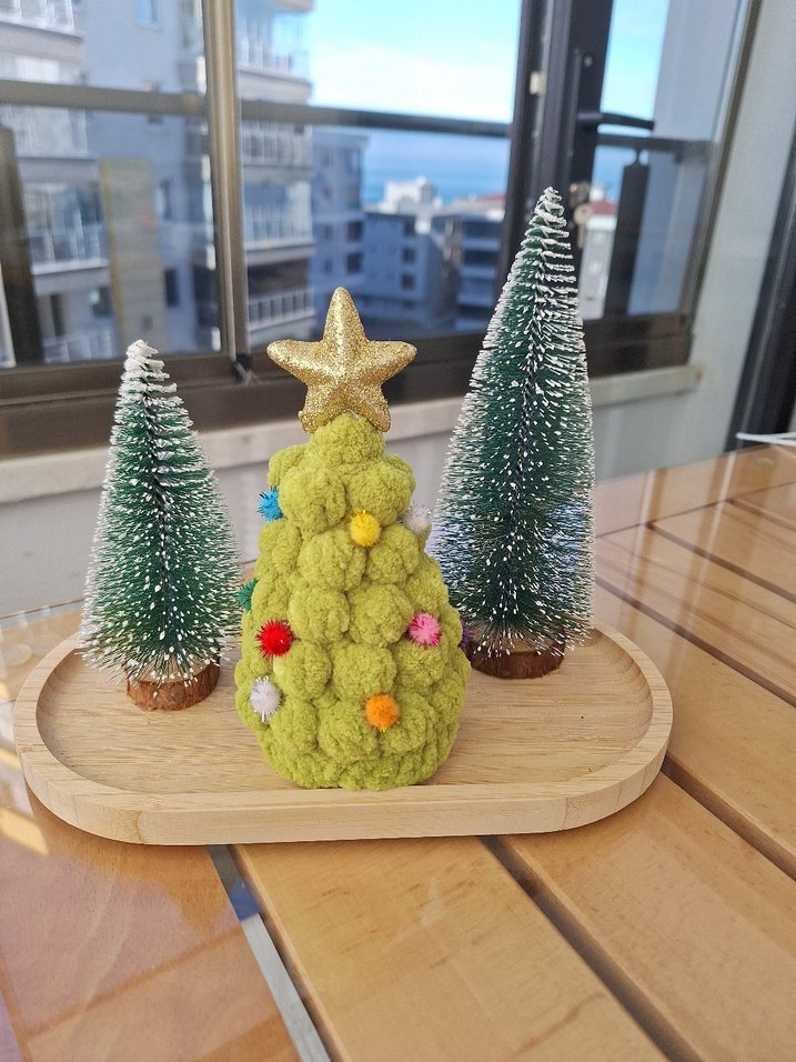Renkli Ponponlu Yılbaşı Ağacı mini - Görsel 3