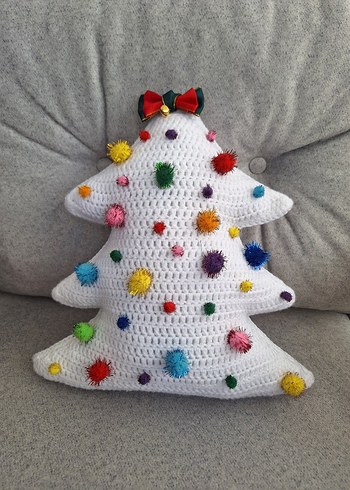 Renkli Nakışlı Yılbaşı Ağacı Yastık - Görsel 2