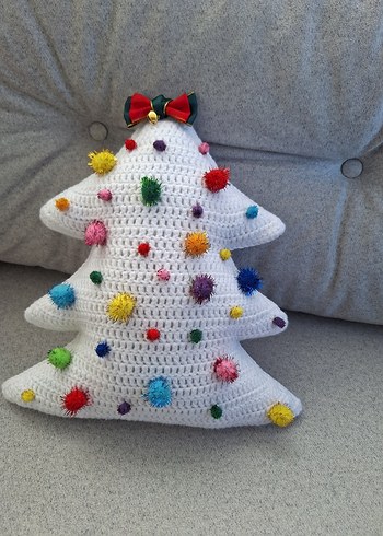 Renkli Nakışlı Yılbaşı Ağacı Yastık - Görsel 4