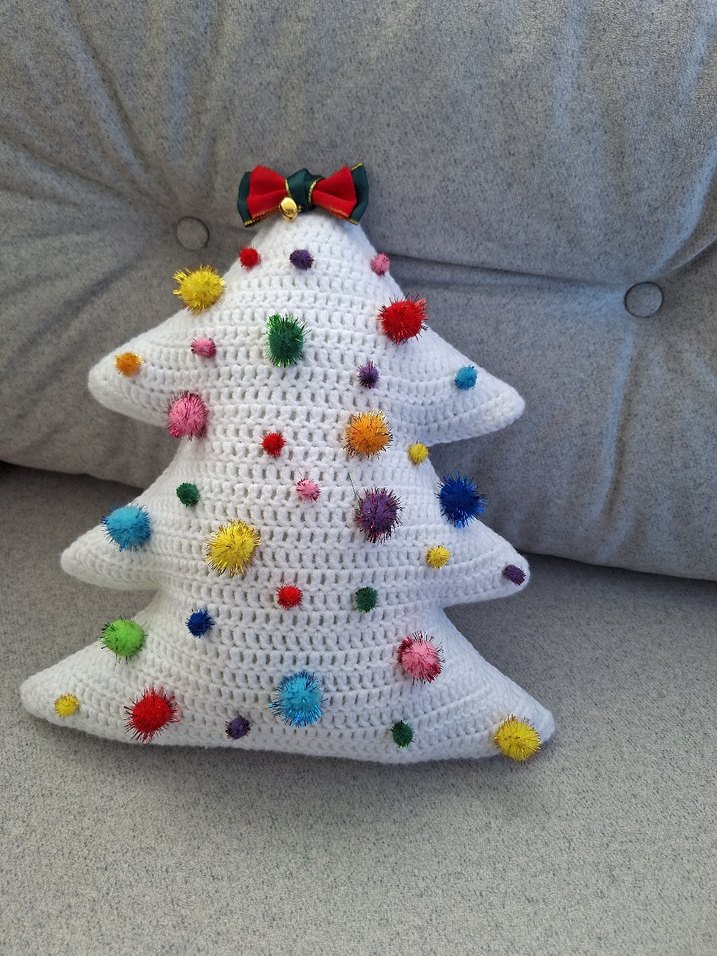 Renkli Nakışlı Yılbaşı Ağacı Yastık - Görsel 4