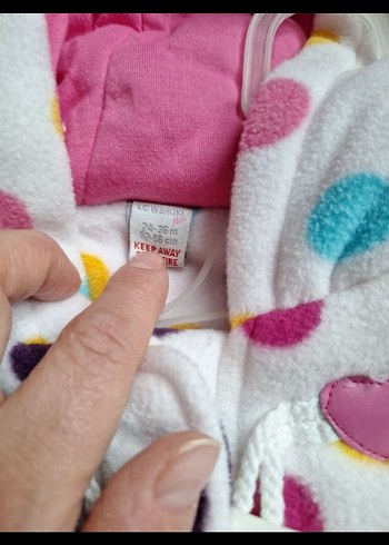 Kız Çocuk Kapüşonlu Renkli Puantiyeli Ceket - Görsel 2