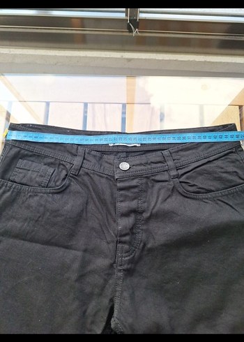 Düğmeli Siyah Kadın Denim Pantolon - Görsel 5