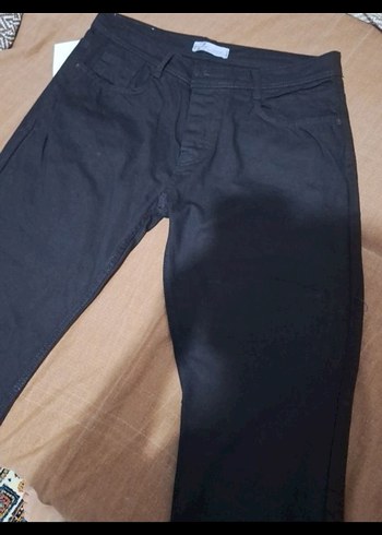 Düğmeli Siyah Kadın Denim Pantolon - Görsel 2