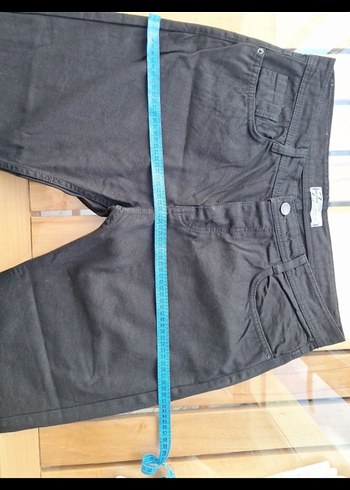 Düğmeli Siyah Kadın Denim Pantolon - Görsel 6