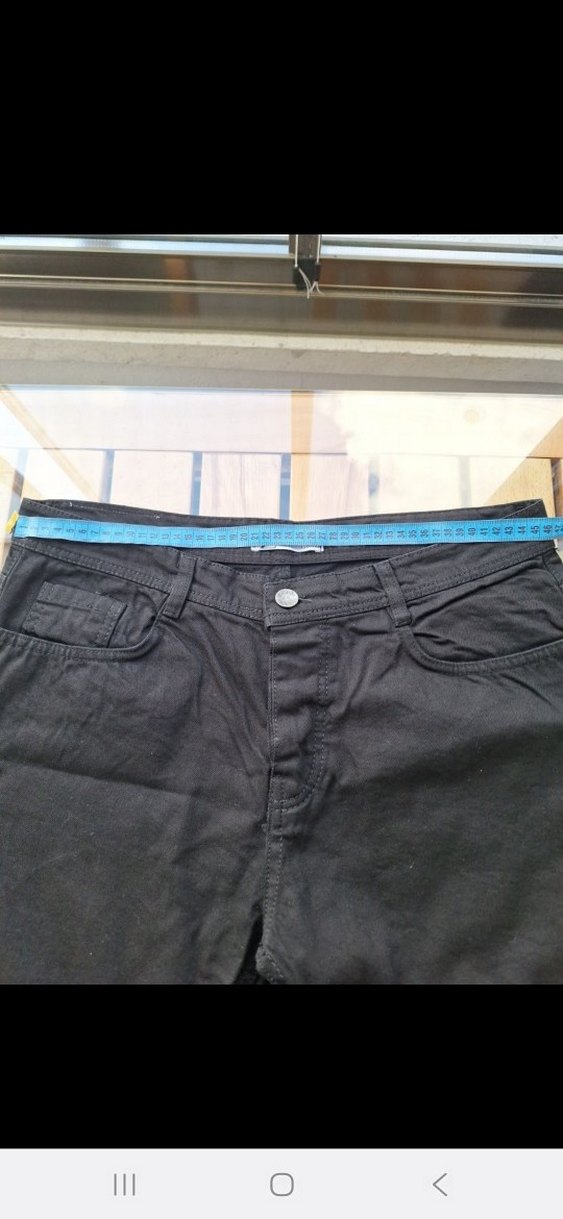 Düğmeli Siyah Kadın Denim Pantolon - Görsel 5