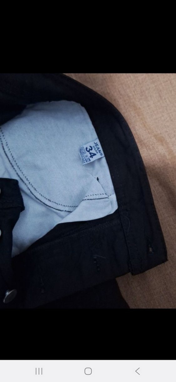 Düğmeli Siyah Kadın Denim Pantolon - Görsel 4