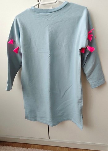 Püsküllü Unicorn Baskılı Kız Sweatshirt elbise - Görsel 6