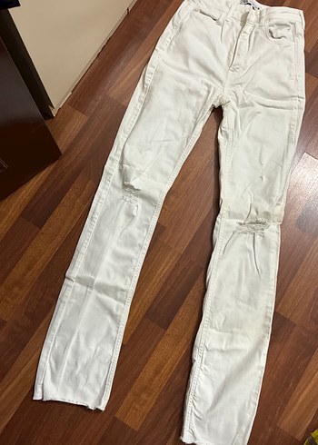 Beyaz Denim Kadın Jean Pantolon