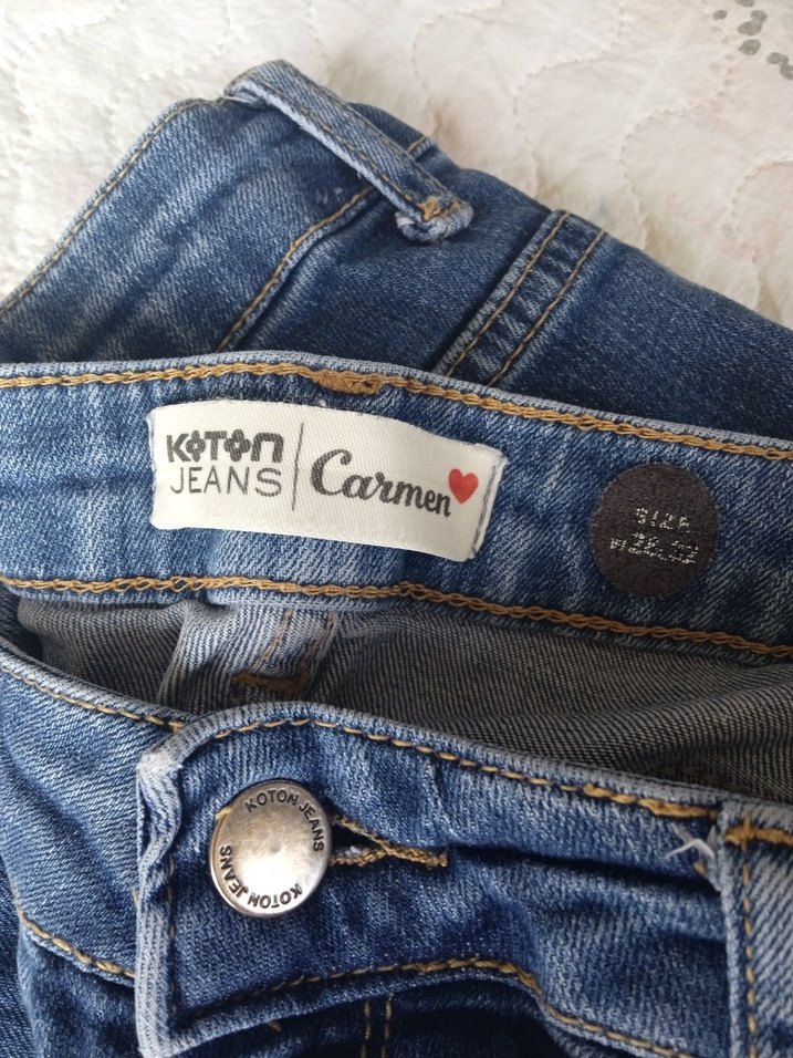 Düğmeli Mavi Kadın Kot Pantolon - Görsel 2