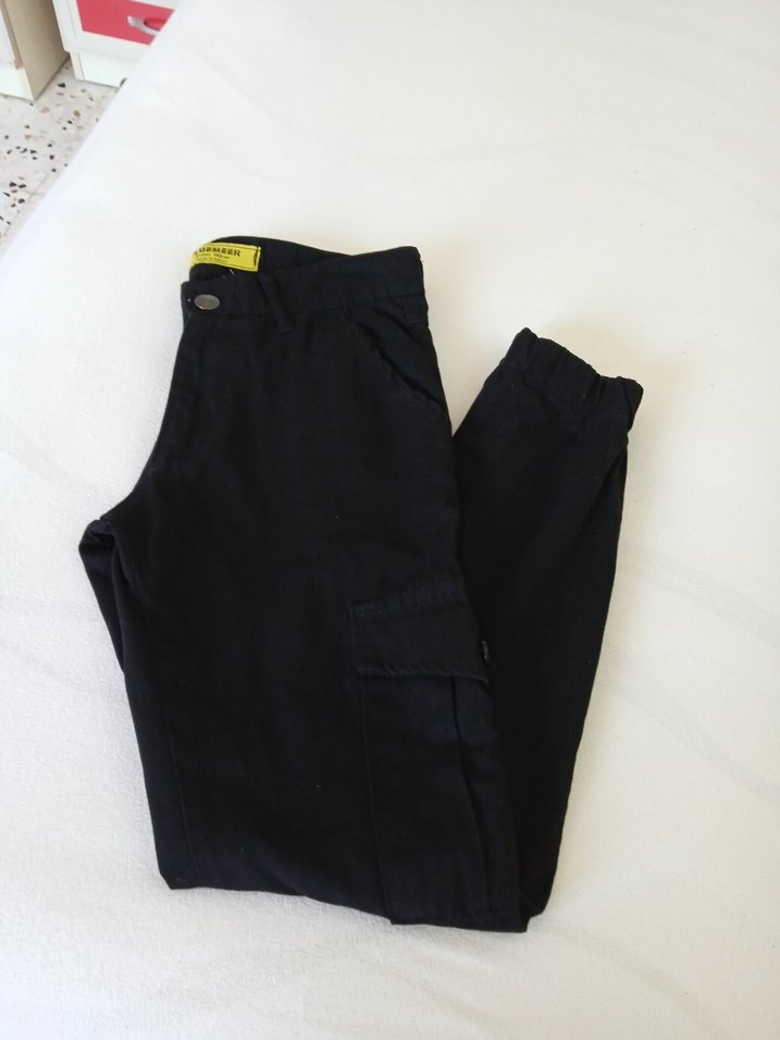 Bayan Siyah Keten Asker pantolon - Görsel 3