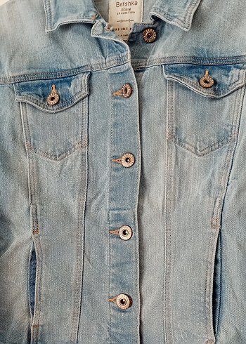 Bershka Düğmeli Mavi Kadın Denim Ceket