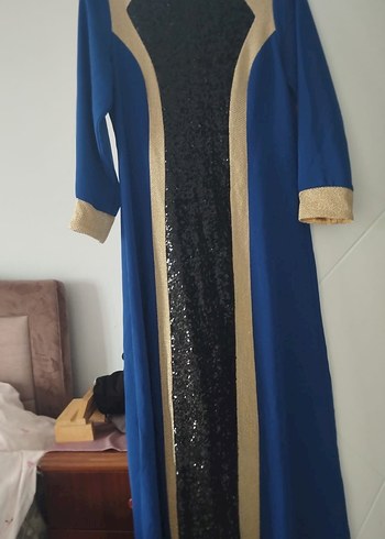 Uzun Kollu Mavi Kadın Elbise - Görsel 2