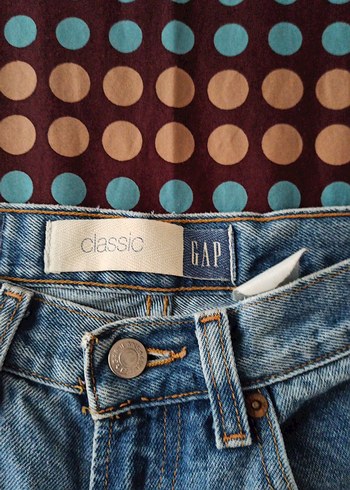 s Beden Mavi Bol Kesim Düğmeli Kadın Denim Pantolon