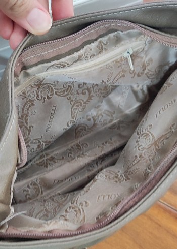 vizon renkDeri Kadın Omuz Çantası Fermuarlı - Görsel 3