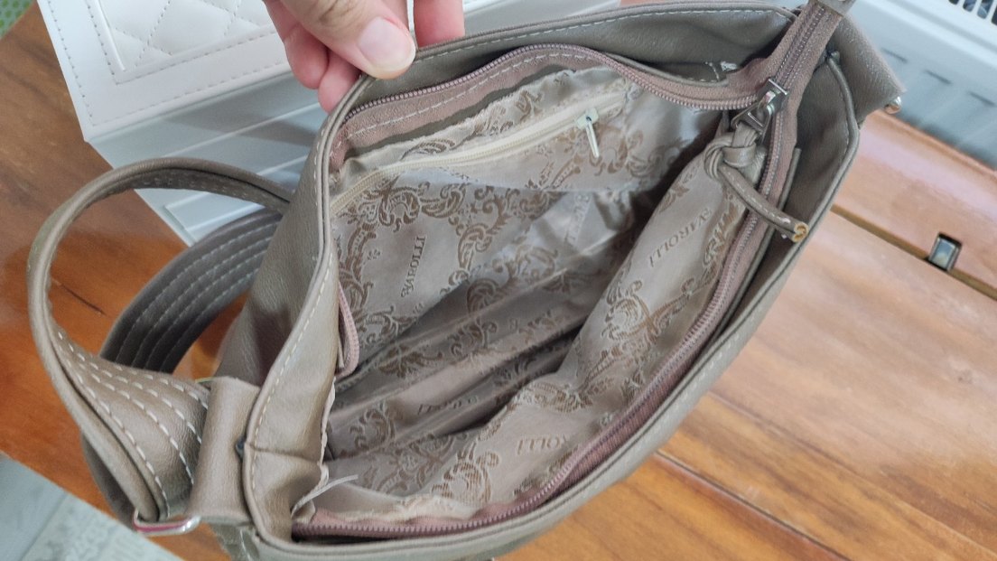 vizon renkDeri Kadın Omuz Çantası Fermuarlı - Görsel 3