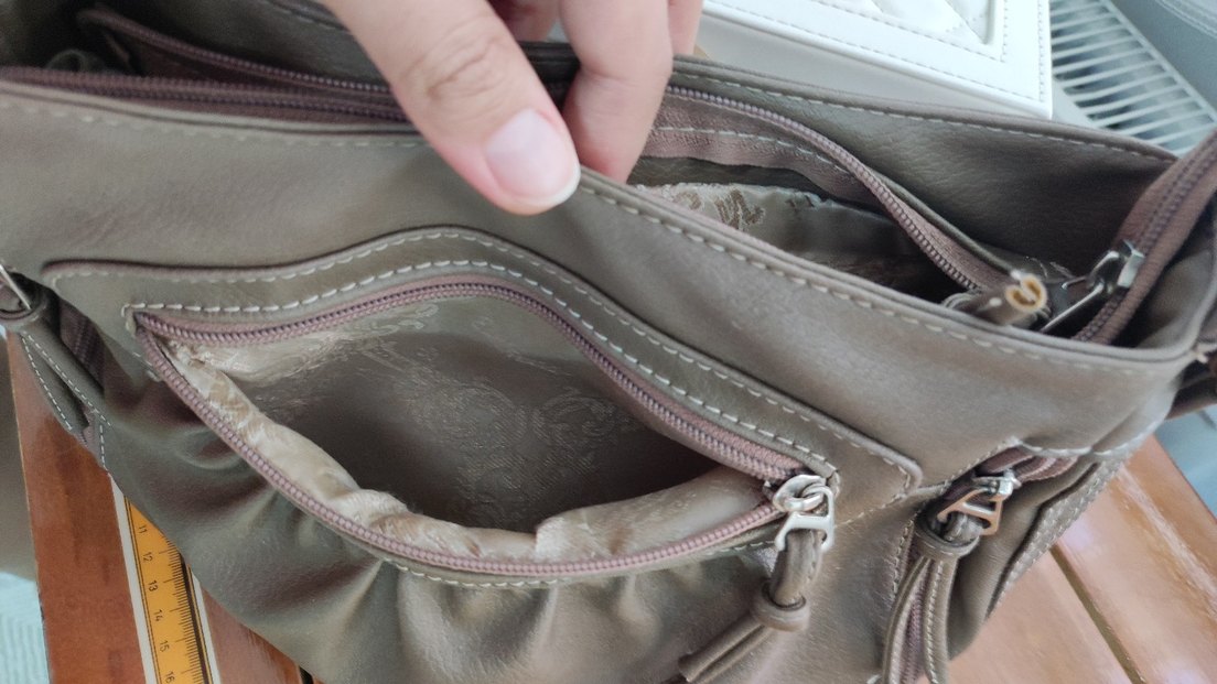 vizon renkDeri Kadın Omuz Çantası Fermuarlı - Görsel 4