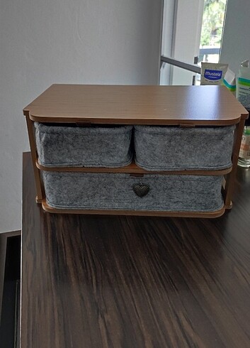 Ikea 3 bölmeli ahşap keçe deformesiz kutu