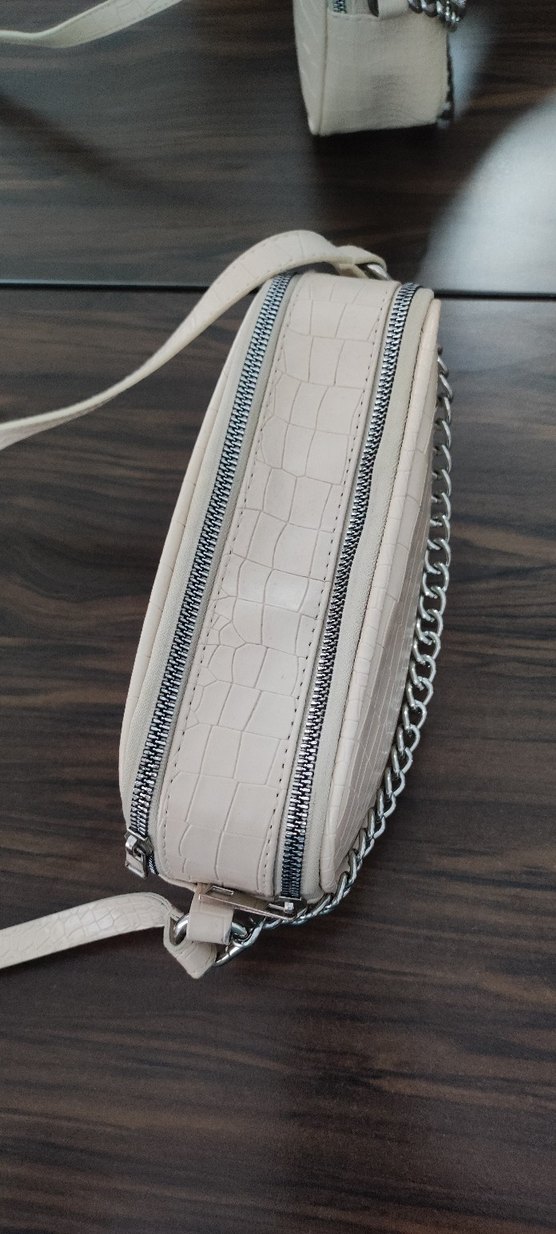 Bej Zincir Detaylı Deri Kadın Çanta - Görsel 3