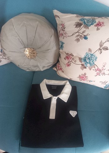 Prada Siyah Erkek Polo Yaka Kisa Kollu Tisort
