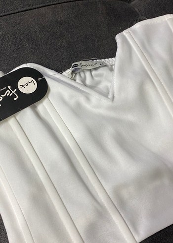 Beyaz Straplez Midi Bustiyer - Görsel 3