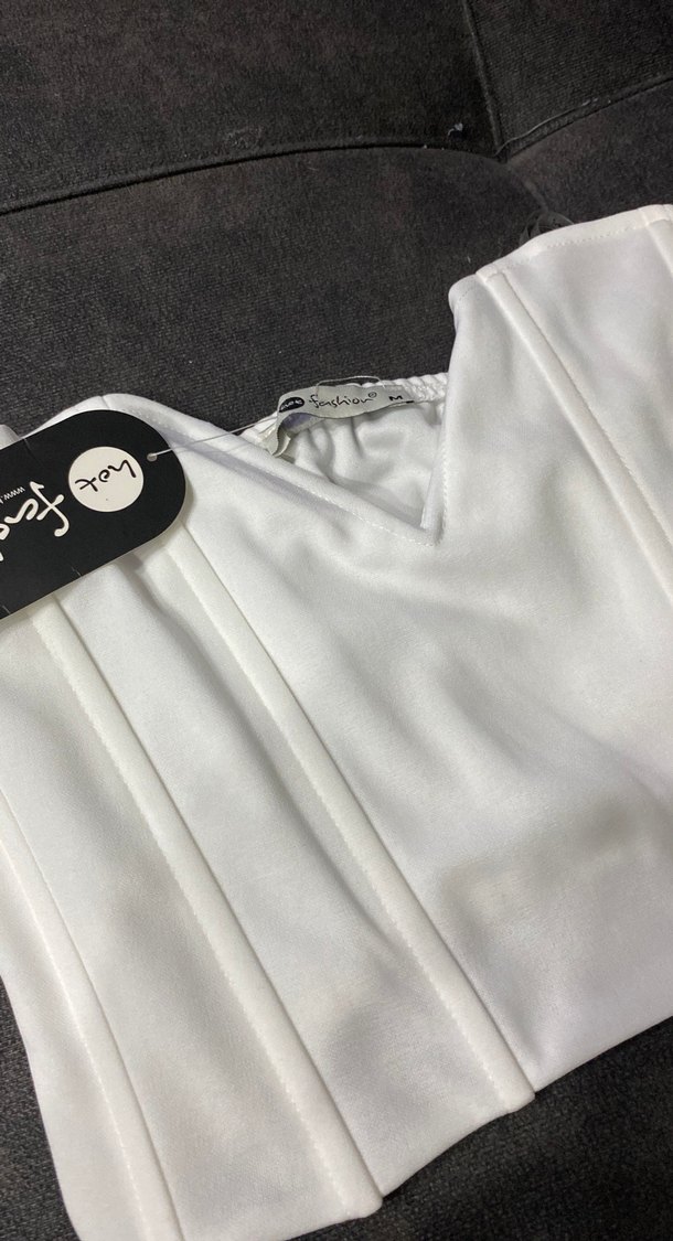 Beyaz Straplez Midi Bustiyer - Görsel 3