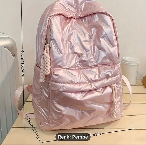 Pembe parlak sırt çantası