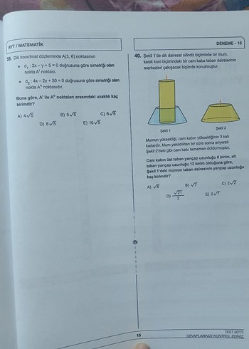 AYT Matematik Branş Denemeleri 15x40