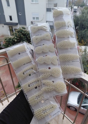 İncili Beyaz Bohem Saç Tokası Seti - Görsel 5